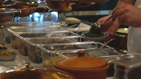 Serving to plates in a restaurant Stock Footage 99250493