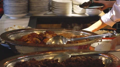 Serving to plates in a restaurant Stock Footage 99250497