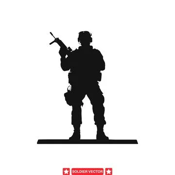 Serving with Pride  Dynamic Soldier Graphics for Patriotic Designs and Mili.. Stock Illustration