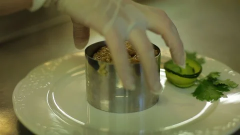 Serving risotto in a dish Stock Footage 88439532