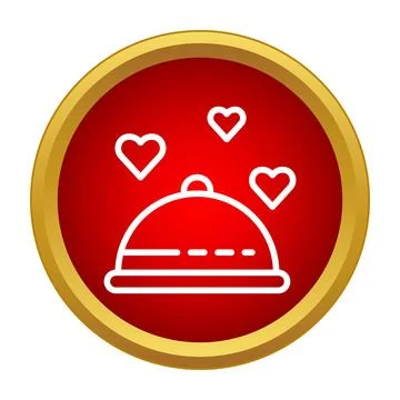 Serving a romantic dinner with love hearts icon Stock Illustration