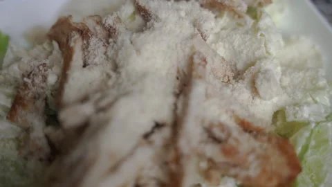 Serving salad. Chicken salad. Close-up. Stock Footage 306223976
