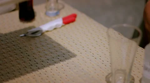 Serving a salad plate on a decorated table Stock Footage 10832198