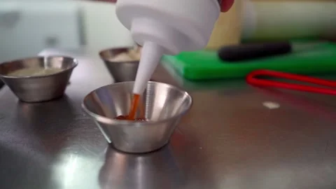 Serving salsa in a snack bowl Stock Footage 299460489