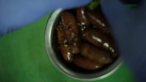 Serving Sausages In The Restaurant Video stock 94466770