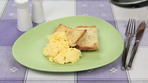 Serving Scrambled Eggs Stock-Footage 1218334