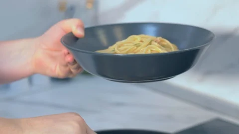 Serving seafood paste and mussels in a black dish Stock Footage 111670184