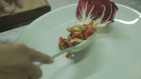 Serving seafood in a plate Stock Footage 88440760