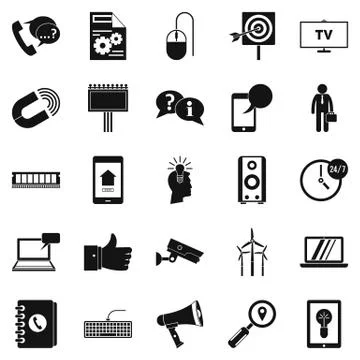 Serving the server icons set, simple style Illustrazione stock