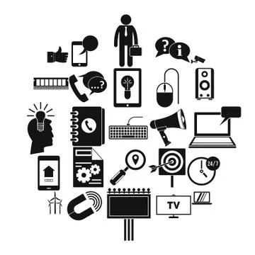 Serving the server icons set, simple style Stock Illustration