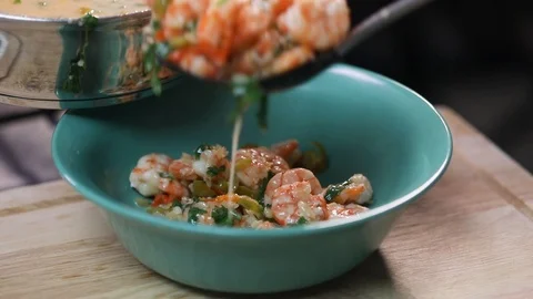 Serving Shrimp Stock-Footage 122770128