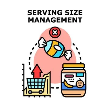 Serving size management choosing healthy food options Stock Illustration
