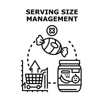 Serving size management choosing healthy food options Stock Illustration
