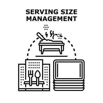 Serving size management for healthy meal preparation Stock Illustration