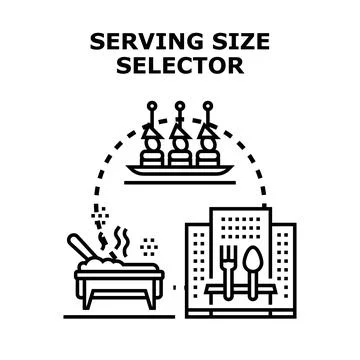 Serving size selector choosing portion amount concept Stock Illustration