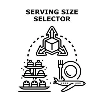 Serving size selector icon for food portions Stock Illustration