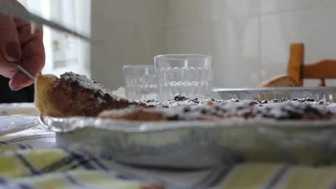 Serving a slice of bean cake Stock Footage 288674840
