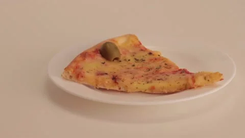 Serving a slice of cold mozzarella pizza Stock Footage 133815819
