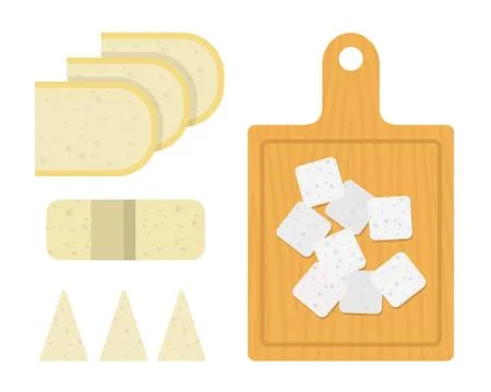 Serving slices of cheese vector flat isolated Stock Illustration