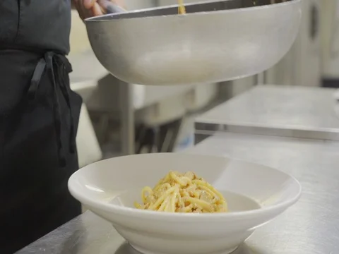 Serving Spaghetti in a bowl 4 Stock Footage 81119556