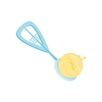 Serving spoon with ice cream isolated icon Illustrazione stock