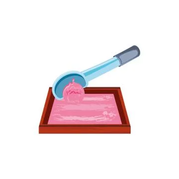 Serving spoon with ice cream isolated icon Illustrazione stock
