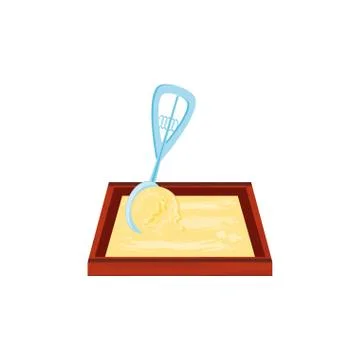 Serving spoon with ice cream isolated icon Illustrazione stock