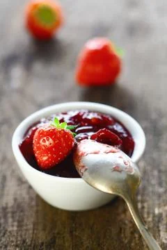 Serving of strawberry jam Stock Photos