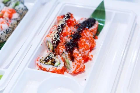 Serving sushi Stock Photos