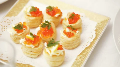 Serving table on banket Video stock 63110571