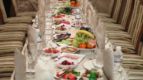 Serving table for the holidays Stock Footage 49446547