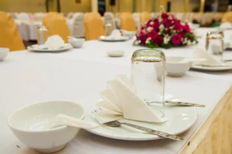 Serving table prepared for event party or wedding Foto stock