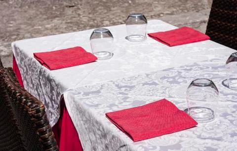 Serving on the table in the restaurant in Catania, Sicily, Italy Stock Photos