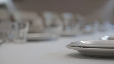 Serving of table. Sliding seat of video Stock Footage 90360818