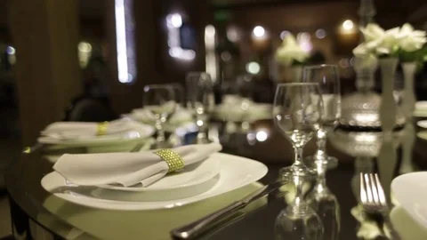 Serving table for a wedding banquet Stockbeeldmateriaal 72696377