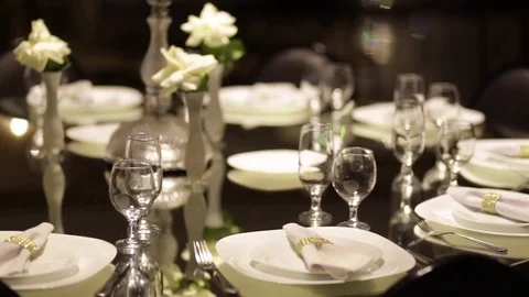 Serving table for a wedding banquet Stockbeeldmateriaal 72696545