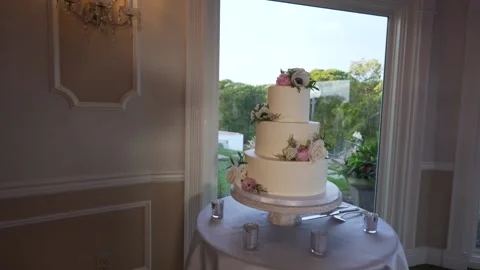 Serving table for a wedding banquet Stock Footage 189372498