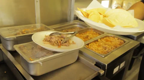 Serving taco meat inside kitchen Video stock 38543453