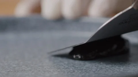 Serving Tar Tar on dish macro shot, five star meal Stock Footage 128485439