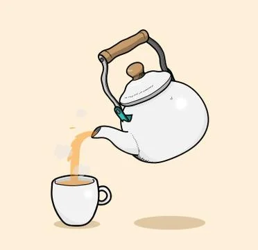 Serving a Tea using Teapot Stock Illustration