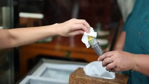 Serving Traditional Mango Kulfi Dessert From Metal Mold Video stock 345783533