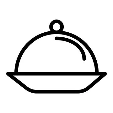 Serving tray line icon. Plate with lid vector illustration isolated on white Stock Illustration