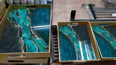 Serving Tray Set Stock Footage 159291535