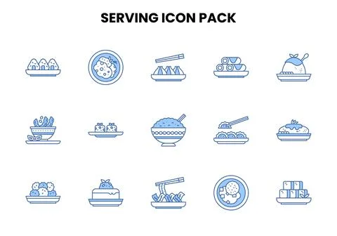 Serving Two Color Blue Design Icons Pack Stock Illustration