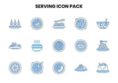 Serving Two Colour Scalable Icons Pack Stock Illustration