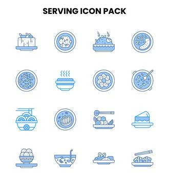 Serving Two Colour Vector Icons Pack Stock Illustration
