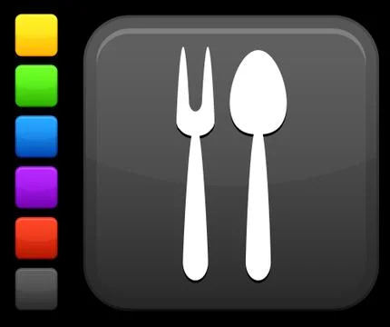 Serving utensils icon on square internet button Stock Illustration