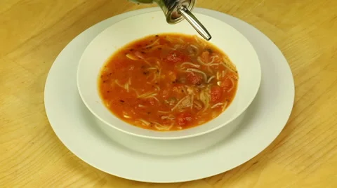 Serving of vegetable soup Stock Footage 66784645