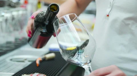 Serving wine slowmotion in a restaurant Stock Footage 66293121