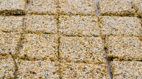Sesame candy cubes, Stock Photos